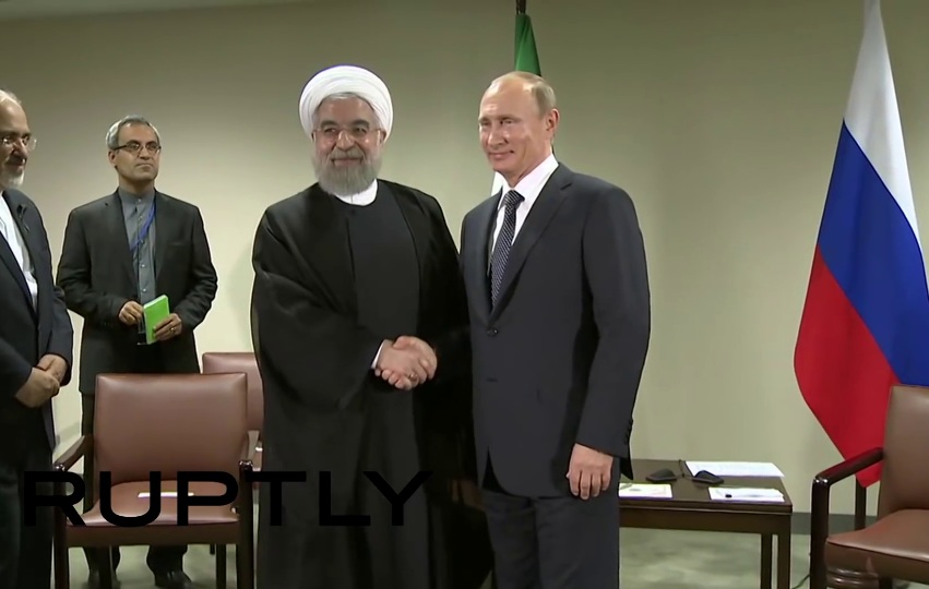 Президент РФ В. Путин и президент Ирана Х. Роухани