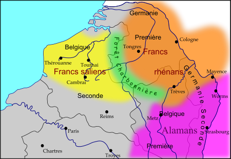 509 г. Хлодвиг I, правитель салических франков, присоединяет к своим владениям земли рипуарских франков