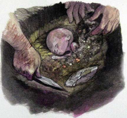-30 000 г. до н.э. Неандерталец похоронил выкидыш 7 месяцев беременности