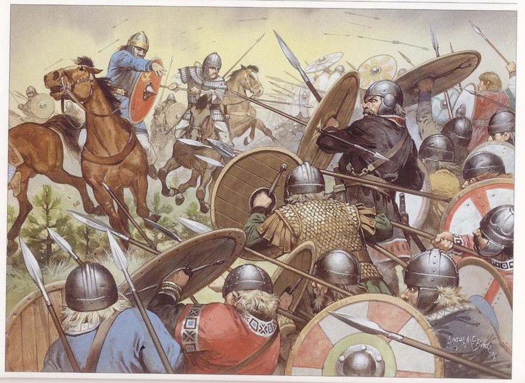 451 г. Аттила был остановлен в Галлии объединенной армией римлян, вестготов, аланов, бургундов и франков